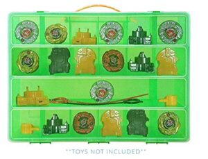 life made better beyblade green case, battle box for kids, compatible with beyblades, 17 compartment playset organizer (green)