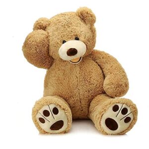 morismos giant teddy bear with big footprints plush stuffed animals light brown 39 inches