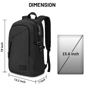 Business Travel Laptop Backpack, Anti Theft Slim Laptop Bag with USB Charging Port for Men and Women, Water Resistant Computer Bag Fits 15.6 Inch Laptop and Notebook (Black)