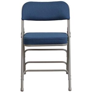 Flash Furniture 2 Pack HERCULES Series Premium Curved Triple Braced & Double Hinged Navy Fabric Metal Folding Chair