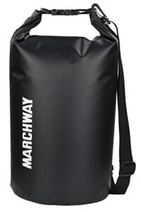 marchway floating waterproof dry bag 5l/10l/20l/30l/40l, roll top sack keeps gear dry for kayaking, rafting, boating, swimming, camping, hiking, beach, fishing (black, 10l)