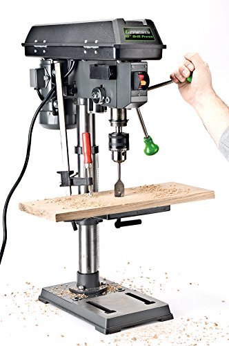 Genesis GDP1005A 10" 5-Speed 4.1 Amp Drill Press with 5/8" Chuck, Integrated LED Work Light, and Table that Rotates 360° and Tilts 0-45°