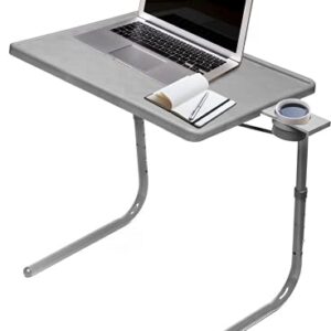 Table Mate II TV Tray Table - Folding TV Dinner Table, Couch Table Trays for Eating Snack Food, Stowaway Laptop Stand, Portable Bed Dinner Tray - Adjustable TV Table with 3 Angles, Cup Holder, Silver