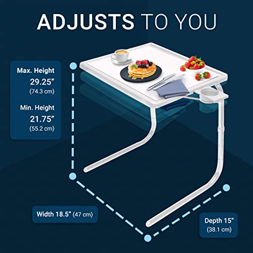 Table Mate II TV Tray Table - Folding TV Dinner Table, Couch Table Trays for Eating Snack Food, Stowaway Laptop Stand, Portable Bed Dinner Tray - Adjustable TV Table with 3 Angles, Cup Holder, Silver