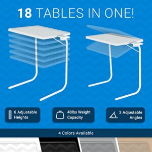 Table Mate II TV Tray Table - Folding TV Dinner Table, Couch Table Trays for Eating Snack Food, Stowaway Laptop Stand, Portable Bed Dinner Tray - Adjustable TV Table with 3 Angles, Cup Holder, Silver