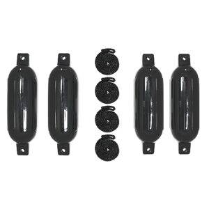 extreme max 3006.7384 boattector inflatable fender value 4-pack - 6.5" x 22", black