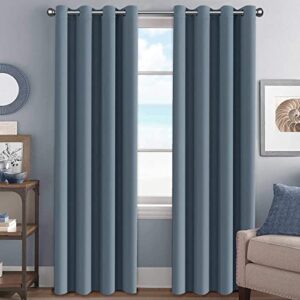h.versailtex premium blackout thermal insulated room darkening curtains for bedroom/living room - grommet top (stone blue,52 by 84 - inch,set of 2 panels)