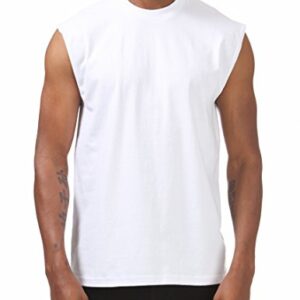 Pro Club Men's Heavyweight Sleeveless Muscle T-Shirt, Snow White, Large