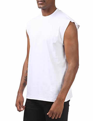 Pro Club Men's Heavyweight Sleeveless Muscle T-Shirt, Snow White, Large