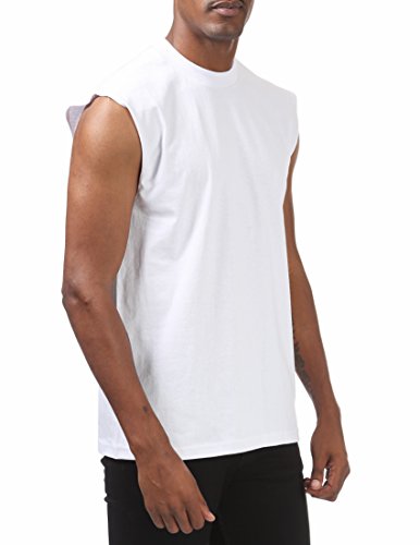 Pro Club Men's Heavyweight Sleeveless Muscle T-Shirt, Snow White, Large