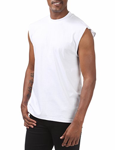 Pro Club Men's Heavyweight Sleeveless Muscle T-Shirt, Snow White, Large