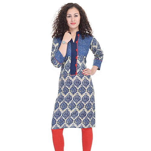 Chichi Indian Women's Printed Cotton Kurti Multi-Colored Top By Chichi