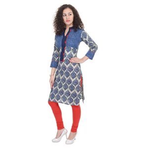 Chichi Indian Women's Printed Cotton Kurti Multi-Colored Top By Chichi