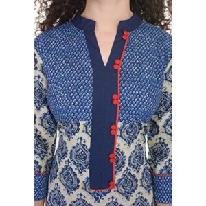 Chichi Indian Women's Printed Cotton Kurti Multi-Colored Top By Chichi