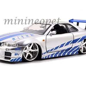 JADA 97158 2 Fast 2 Furious Brian's 1999 Nissan Skyline GT R R34 1/24 Silver,#G14E6GE4R-GE 4-TEW6W206734