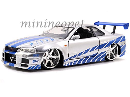 JADA 97158 2 Fast 2 Furious Brian's 1999 Nissan Skyline GT R R34 1/24 Silver,#G14E6GE4R-GE 4-TEW6W206734