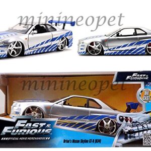 JADA 97158 2 Fast 2 Furious Brian's 1999 Nissan Skyline GT R R34 1/24 Silver,#G14E6GE4R-GE 4-TEW6W206734