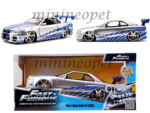 JADA 97158 2 Fast 2 Furious Brian's 1999 Nissan Skyline GT R R34 1/24 Silver,#G14E6GE4R-GE 4-TEW6W206734