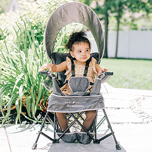 Baby Delight Go with Me Venture Portable Chair | Indoor and Outdoor | Sun Canopy | 3 Child Growth Stages | Grey