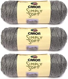 simply soft heather yarn-soft grey (3-pack)