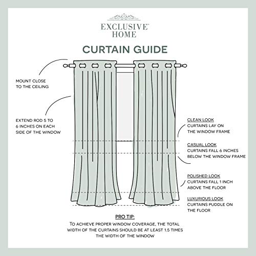 Exclusive Home Loha Linen Grommet Top Curtain Panel Pair, 54"x108", Peacoat Blue