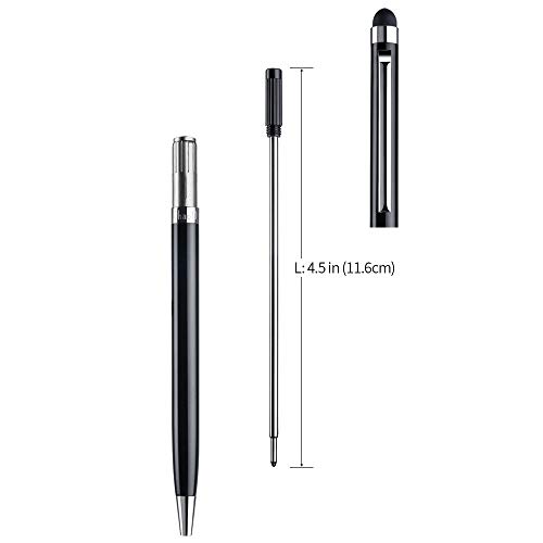 ChaoQ Stylus Pens for Touch Screens (5 Pcs), 2 in 1 Slim Capacitive Stylus Ballpoint Pens (Black Ink), with 10 Replaceable Rubber Tips (Black,Silver,Blue,Gold,Green)