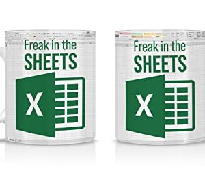 LPVLUX Freak In The Sheets Mug, Funny Spreadsheet Mug Great Gifts For Coworkers, Accounting, Boss, Friend Gifts Christmas, Birthday, New Year Day, Shortcut Mug