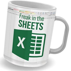 LPVLUX Freak In The Sheets Mug, Funny Spreadsheet Mug Great Gifts For Coworkers, Accounting, Boss, Friend Gifts Christmas, Birthday, New Year Day, Shortcut Mug