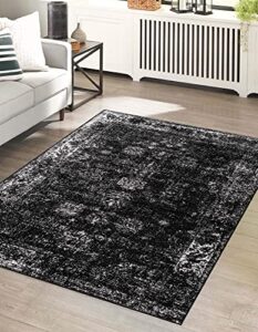 unique loom sofia collection area rug - casino (5' 1" x 8' rectangle, black/ ivory)