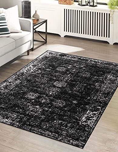 Unique Loom Sofia Collection Area Rug - Casino (5' 1" x 8' Rectangle, Black/ Ivory)