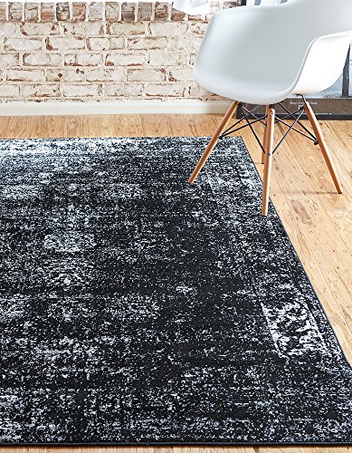 Unique Loom Sofia Collection Area Rug - Casino (5' 1" x 8' Rectangle, Black/ Ivory)