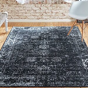 Unique Loom Sofia Collection Area Rug - Casino (5' 1" x 8' Rectangle, Black/ Ivory)