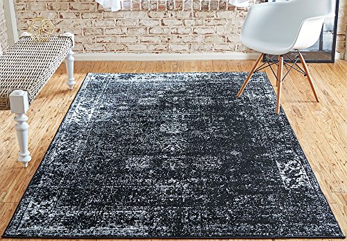 Unique Loom Sofia Collection Area Rug - Casino (5' 1" x 8' Rectangle, Black/ Ivory)