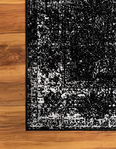 Unique Loom Sofia Collection Area Rug - Casino (5' 1" x 8' Rectangle, Black/ Ivory)