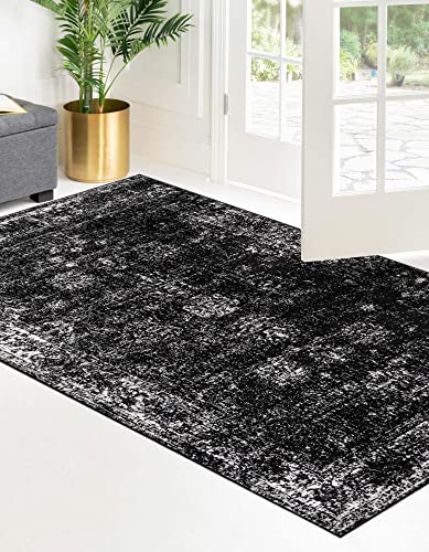 Unique Loom Sofia Collection Area Rug - Casino (5' 1" x 8' Rectangle, Black/ Ivory)