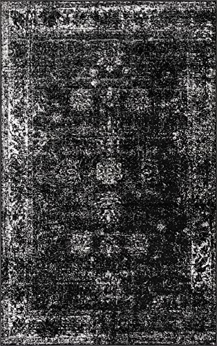 Unique Loom Sofia Collection Area Rug - Casino (5' 1" x 8' Rectangle, Black/ Ivory)