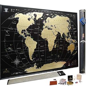 scratch off map of the world mymap black gold large travel map wall poster 35x25 push pin map includes pins tube flags poster map scratch