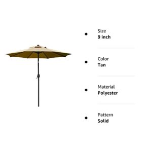 Sunnyglade 9' Patio Umbrella Outdoor Table Umbrella with 8 Sturdy Ribs (Tan)