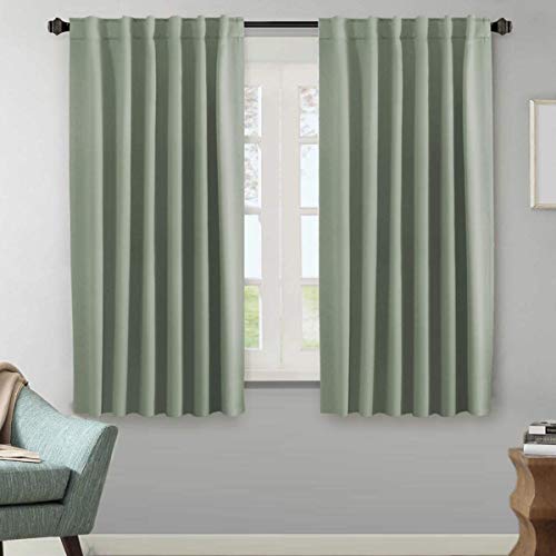 H.VERSAILTEX Blackout Curtains Thermal Insulated Window Treatment Panels Room Darkening Blackout Drapes for Living Room Back Tab/Rod Pocket Bedroom Draperies, 52 x 63 Inch, Light Sage, 2 Panels