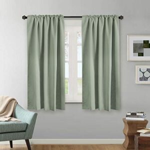 H.VERSAILTEX Blackout Curtains Thermal Insulated Window Treatment Panels Room Darkening Blackout Drapes for Living Room Back Tab/Rod Pocket Bedroom Draperies, 52 x 63 Inch, Light Sage, 2 Panels