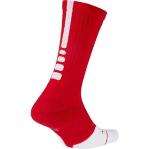 nike elite crew 1.5 team basketball socks medium (men size 6-8) university red, white sx7035-657