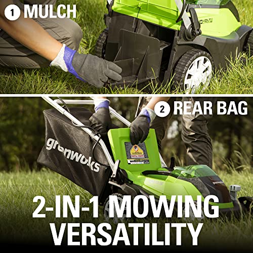 Greenworks 40V 14 Inch Cordless Lawn Mower, 4Ah Battery and Charger Included MO40B410