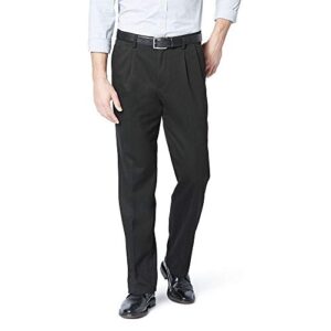 dockers men's classic fit easy khaki pants-pleated (standard and big & tall), black, 36w x 32l