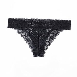 Dreamgirl Women's Sexy Fashion Lingerie, Lace Panty with Front Criss-Cross Detail, Black, Small