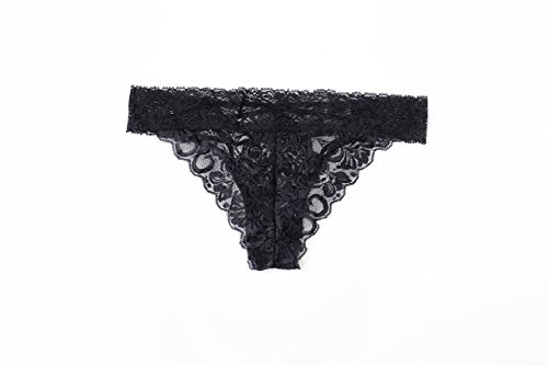 Dreamgirl Women's Sexy Fashion Lingerie, Lace Panty with Front Criss-Cross Detail, Black, Small