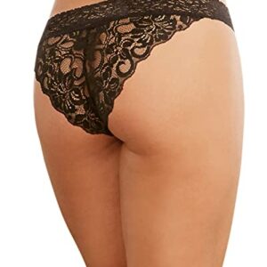 Dreamgirl Women's Sexy Fashion Lingerie, Lace Panty with Front Criss-Cross Detail, Black, Small