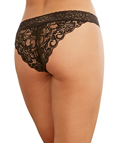 Dreamgirl Women's Sexy Fashion Lingerie, Lace Panty with Front Criss-Cross Detail, Black, Small