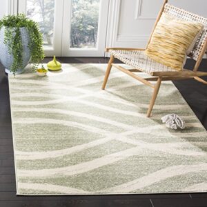 safavieh adirondack collection accent rug - 3' x 5', sage & cream, modern wave distressed design, non-shedding & easy care, ideal for high traffic areas in entryway, living room, bedroom (adr125x)