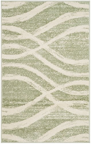 SAFAVIEH Adirondack Collection Accent Rug - 3' x 5', Sage & Cream, Modern Wave Distressed Design, Non-Shedding & Easy Care, Ideal for High Traffic Areas in Entryway, Living Room, Bedroom (ADR125X)