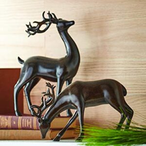 Set of 2 Holiday Reindeer Figures: 12 Inch Faux Mahogany Wood Reindeer Decor by RAZ Imports